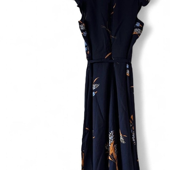 Nina Leonard Navy Blue Floral Midi Dress Small - Picture 4 of 9